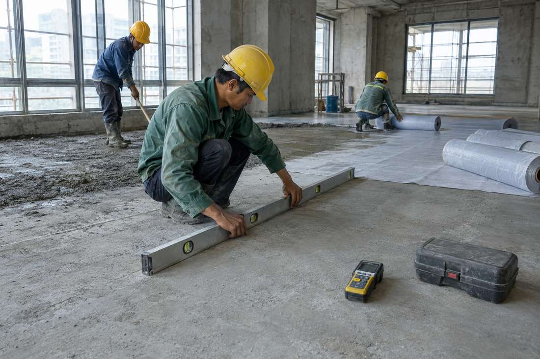 Kiểm tra mặt nền trước khi thi công sàn gỗ
