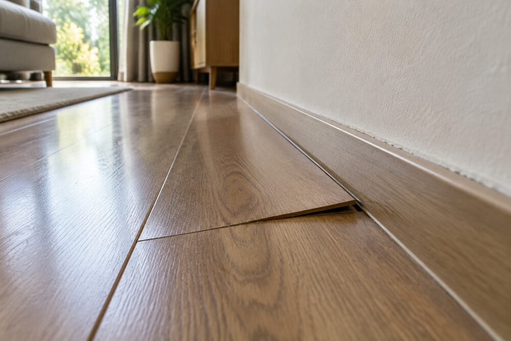 Sàn gỗ phồng mép sau khi bị ngấm nước lâu ngày